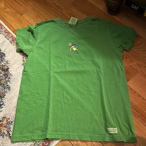 Green dog with backpack life is good T-shirt